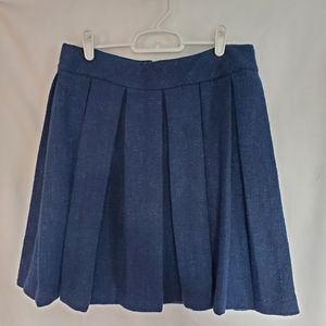 Womens Banana Republic Blue Black Shimmer Tweed Pleated Short Skirt Size 4